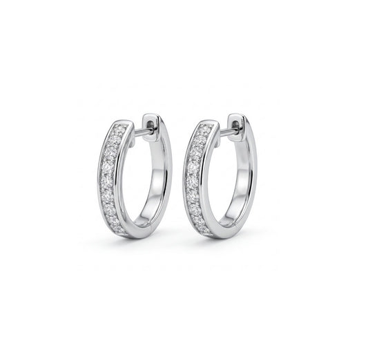 Sterling Silver Cubic Zirconia Channel set Huggie Earrings