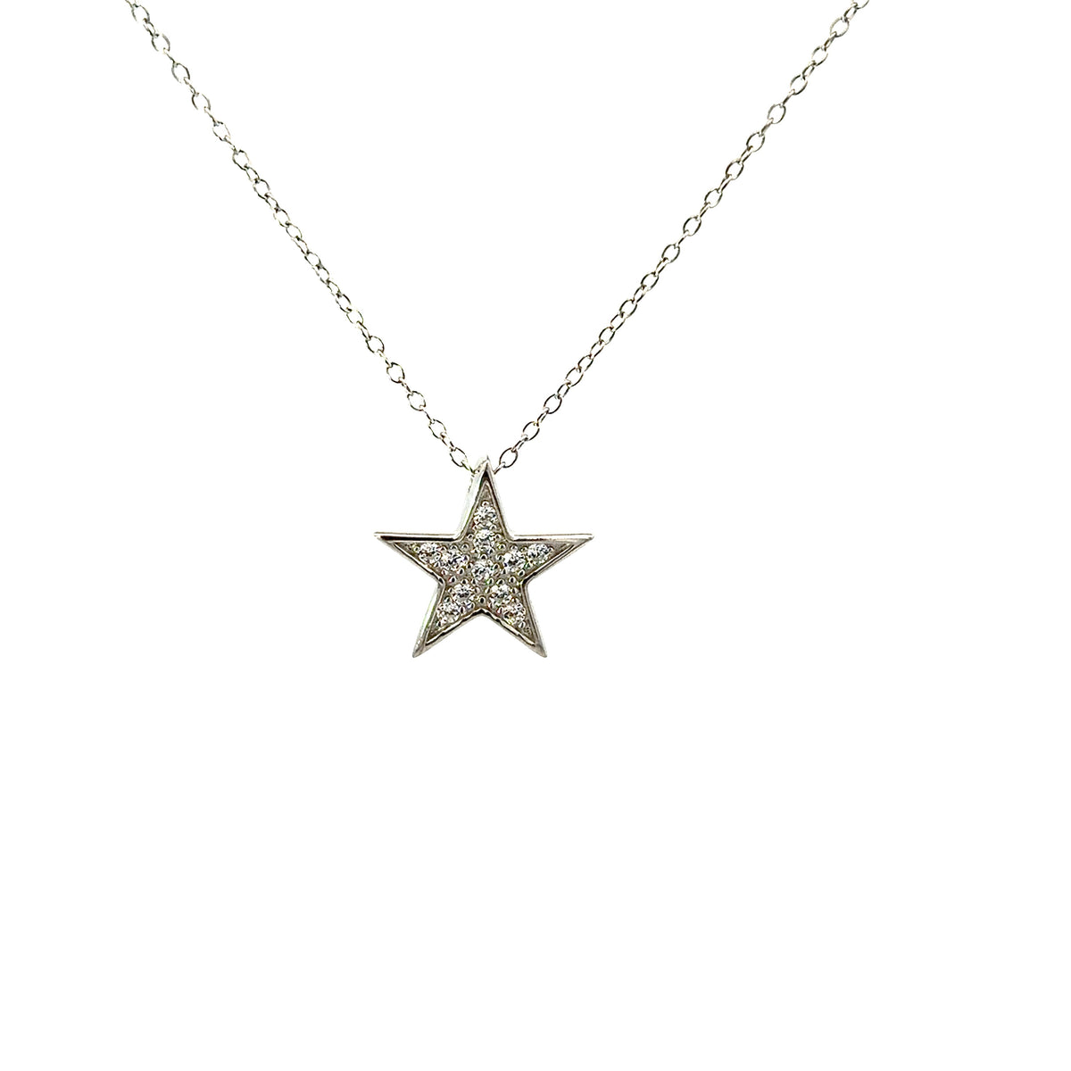 Sterling Silver Cubic Zirconia Star Pendant Necklace