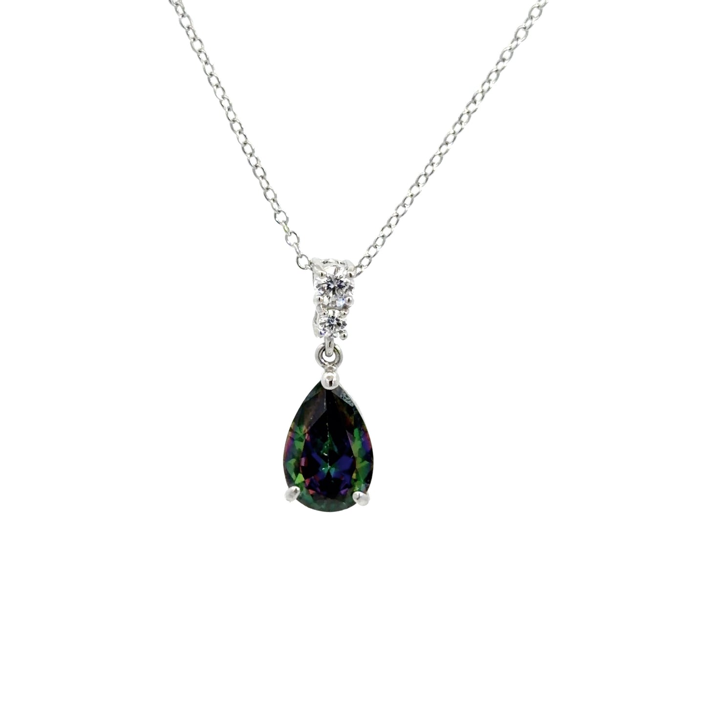 Sterling Silver With Cubic Zirconia Pear Shape Cut Alexandrite Necklace