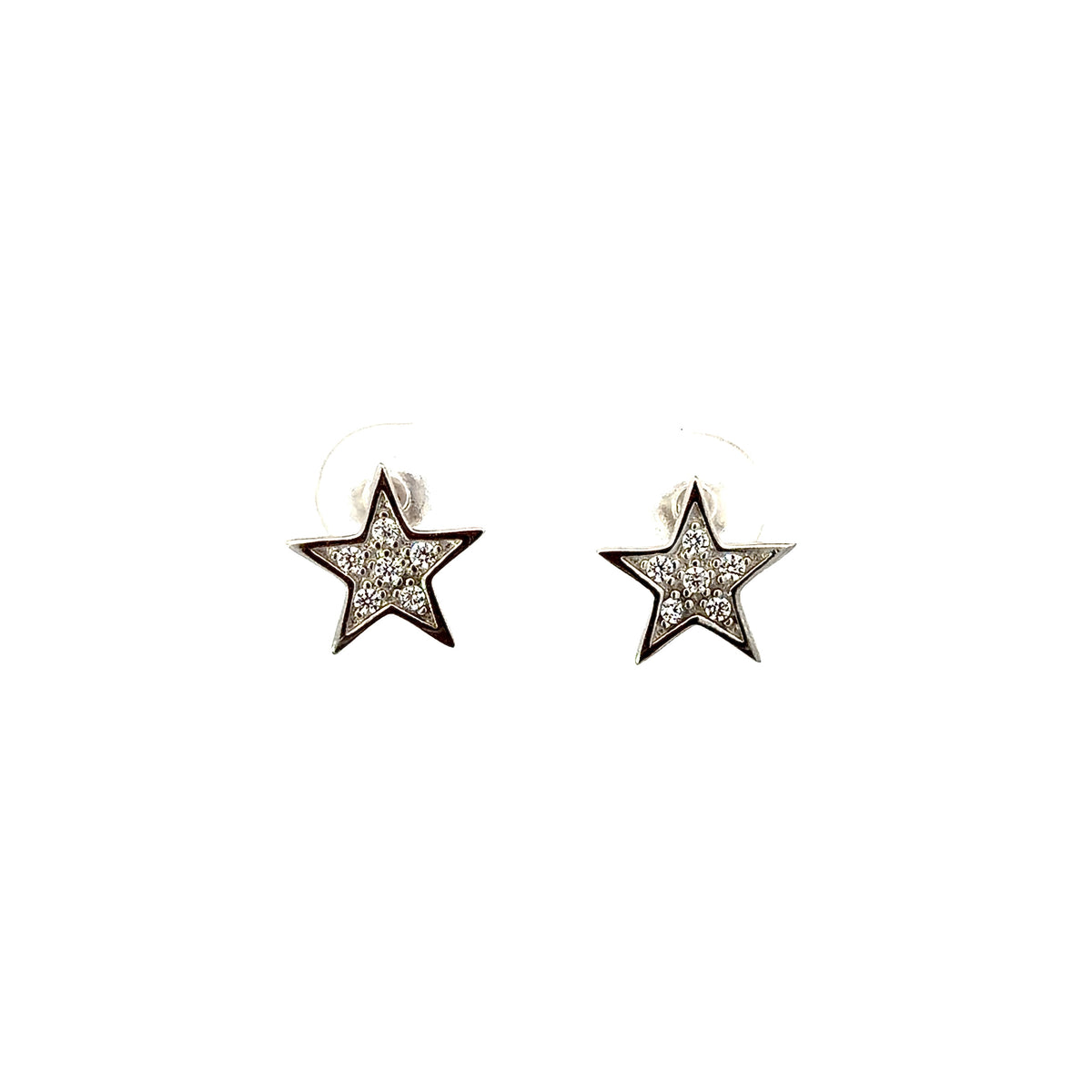 Sterling Silver Cubic Zirconia Star Stud Earrings