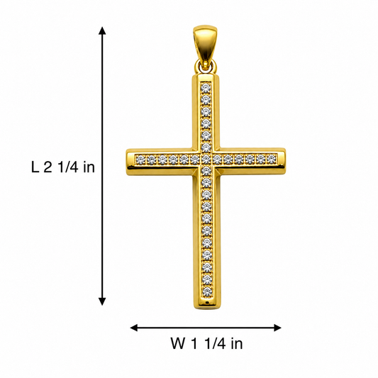 Gold Plated Cubic Zirconia Cross Pendant