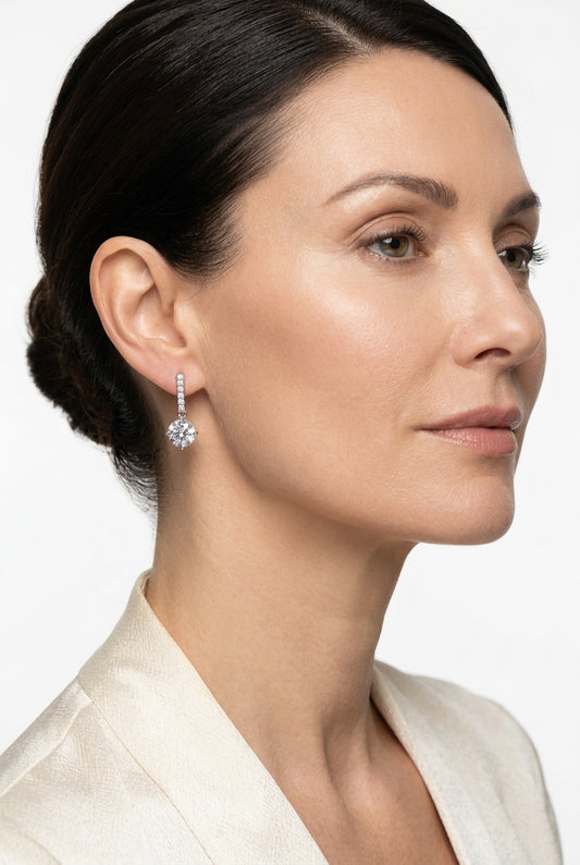 Sterling Silver Cubic Zirconia Drop Earrings
