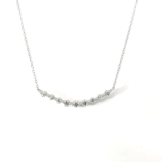Sterling Silver Cubic Zirconia Curved Bar Necklace