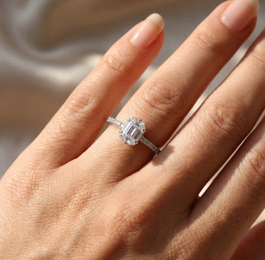 Sterling Silver Emerald cut Ring