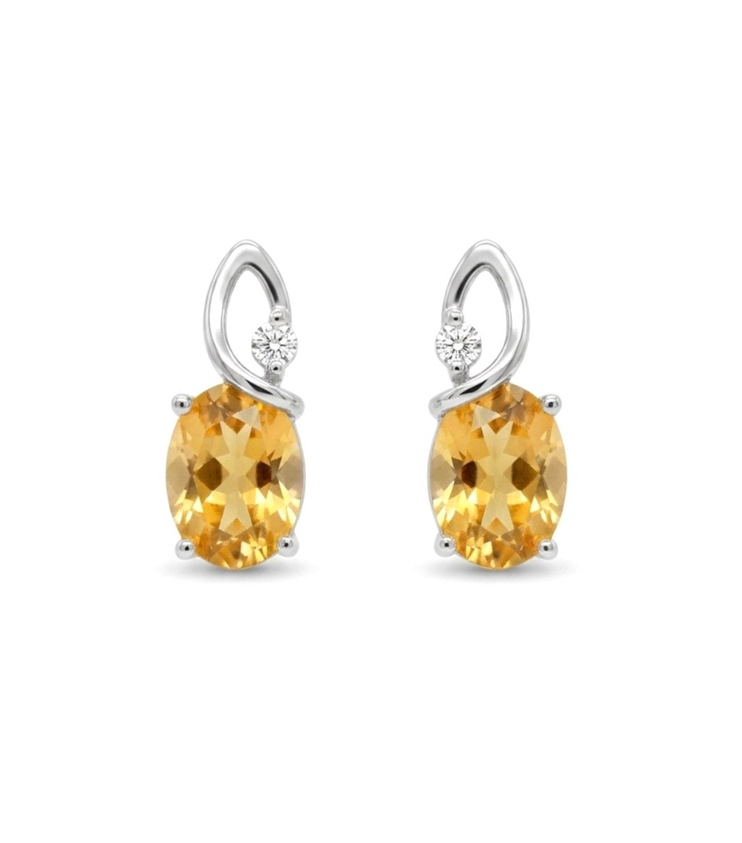 Sterling Silver Oval cut Fancy Yellow Earrings