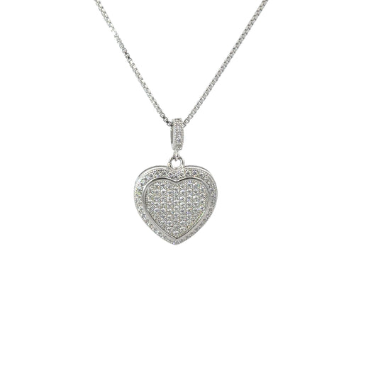 Sterling Silver Cubic Zirconia Heart Necklace