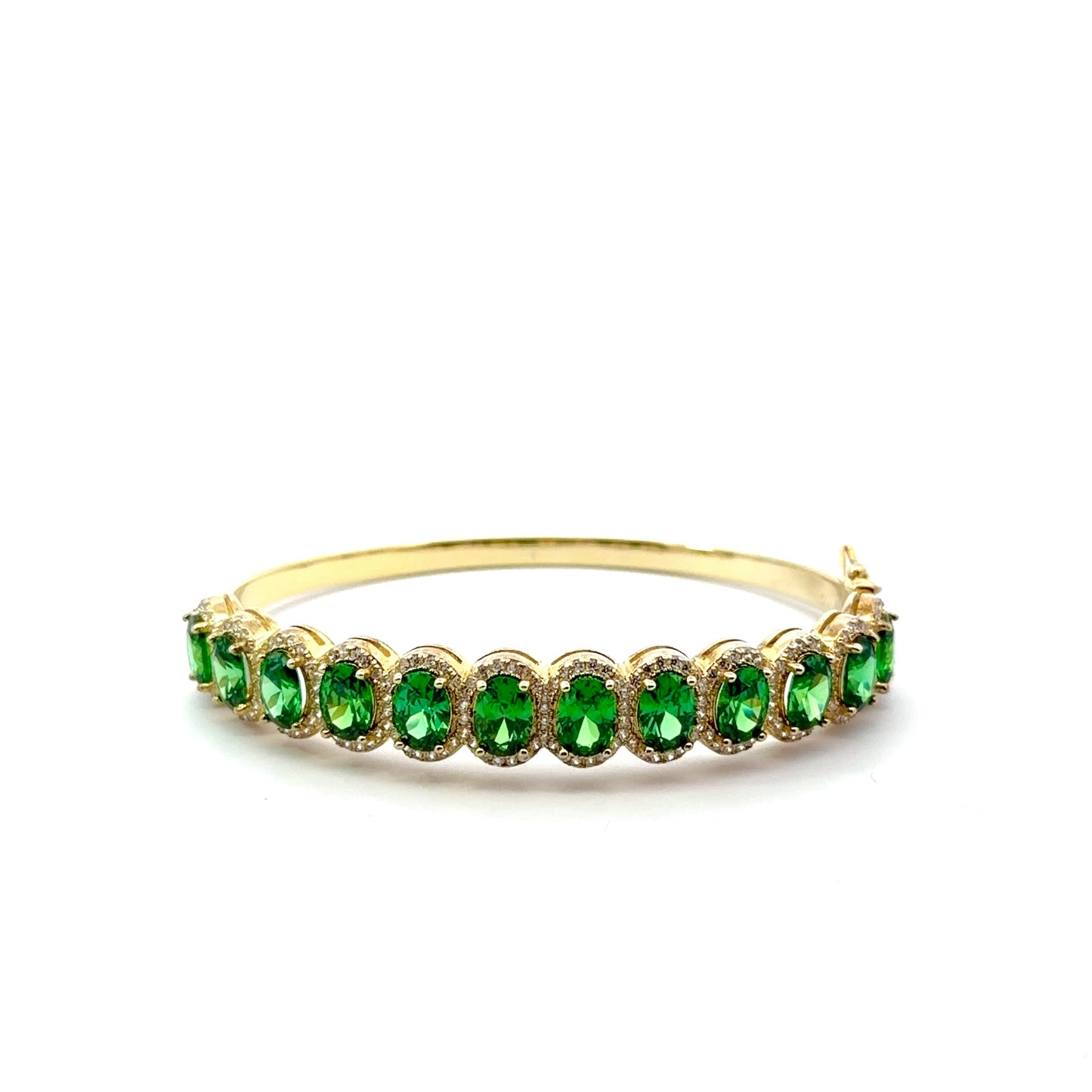 Sterling Silver Gold Plated Emerald Bangle Bracelet