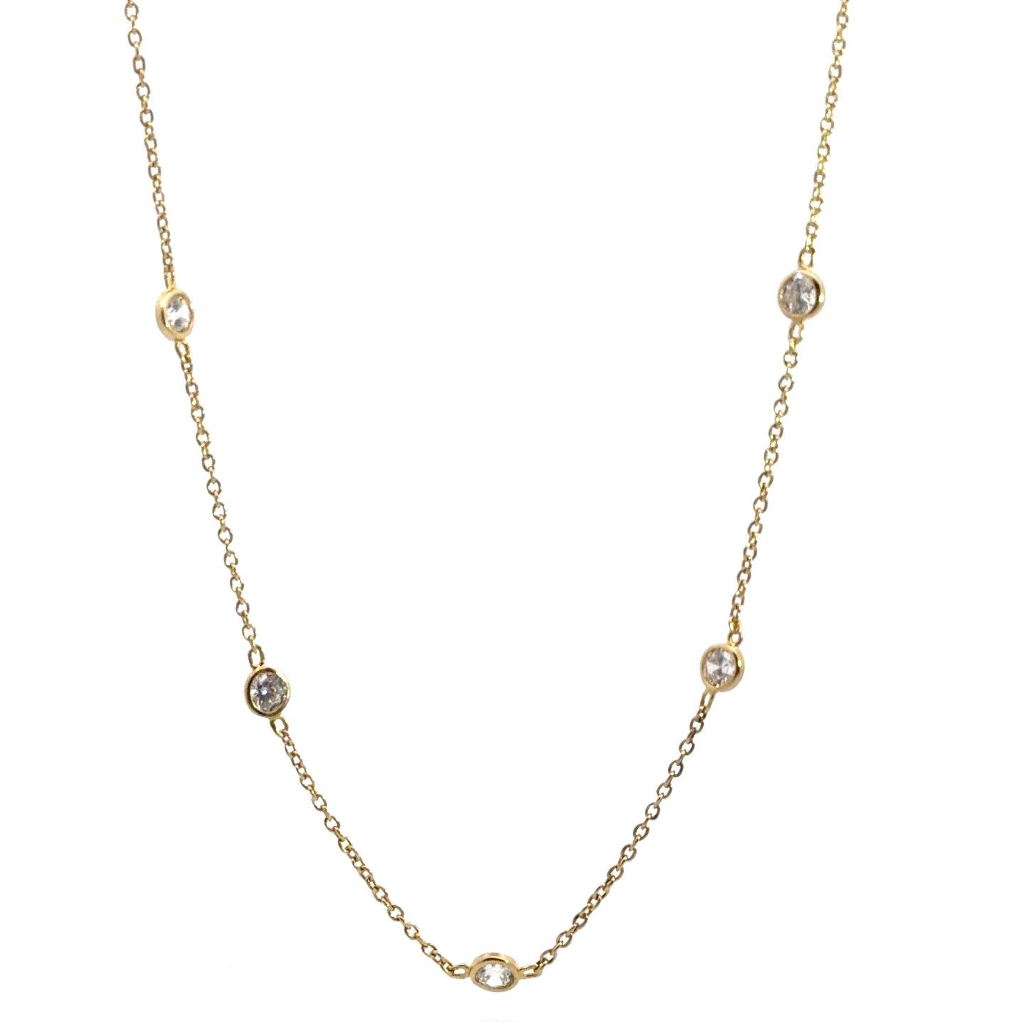 Sterling Silver Gold Plated Station Necklace