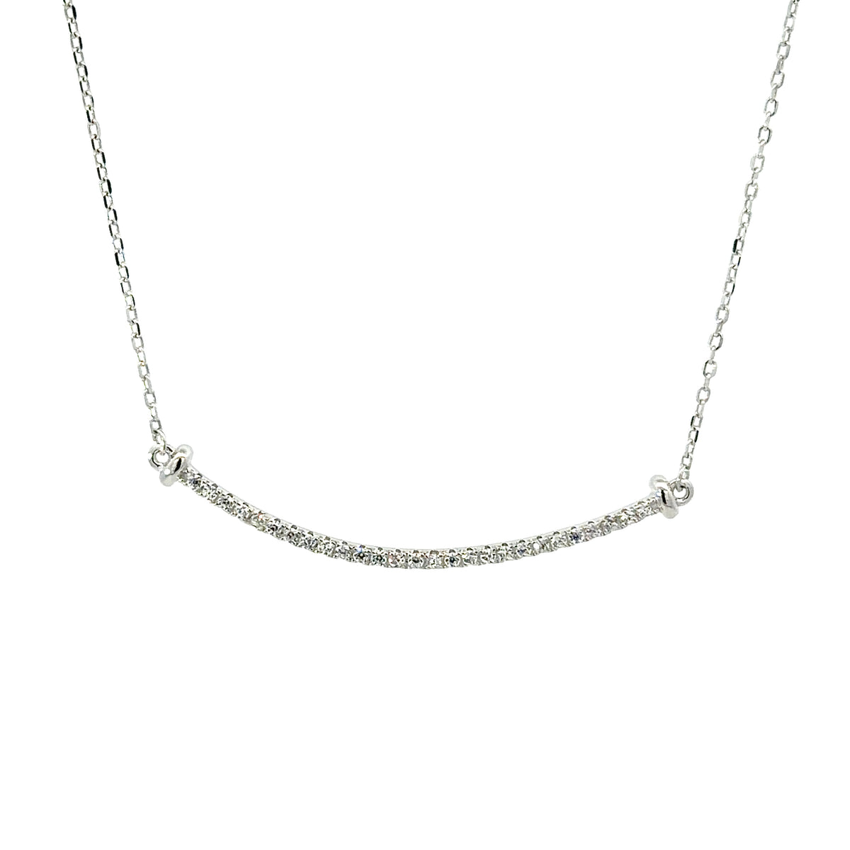 Sterling Silver Princess-cut Arched Necklace