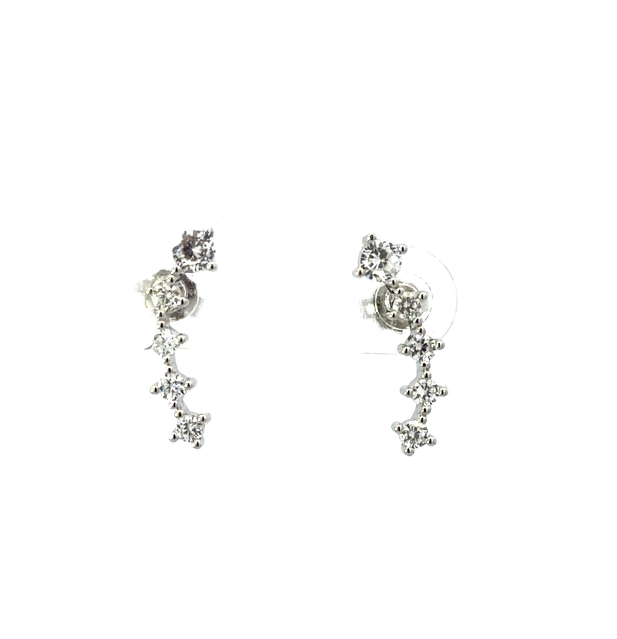 Sterling Silver four-prong Cubic Zirconia Ear Climber Earrings
