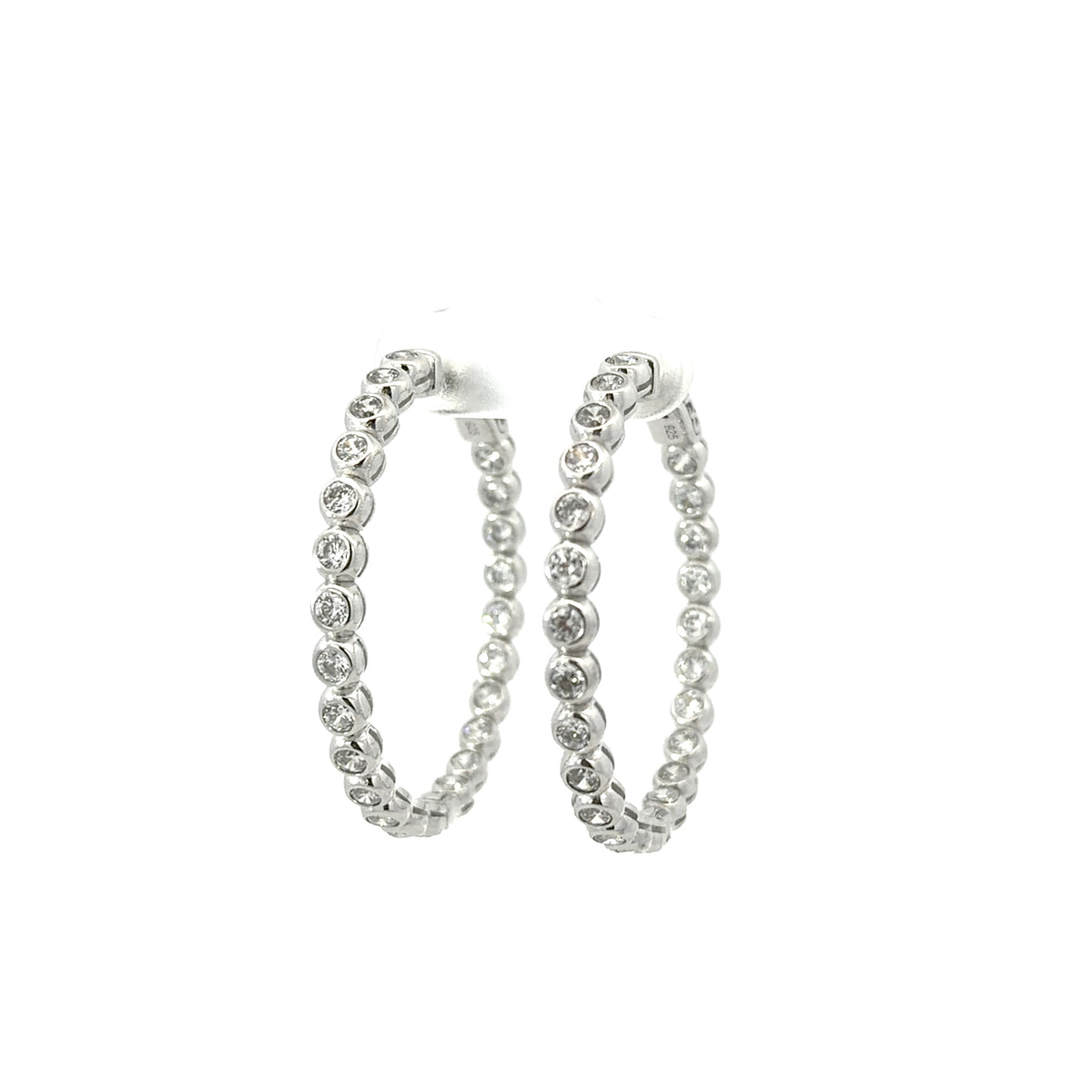 Sterling Silver Bezel-set Cubic Zirconia Inside-out Hoop Earrings