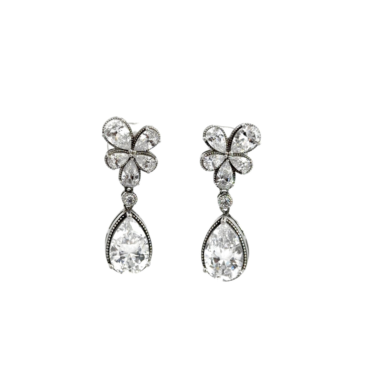Floral Bloom Design Teardrop Dangle Earrings#