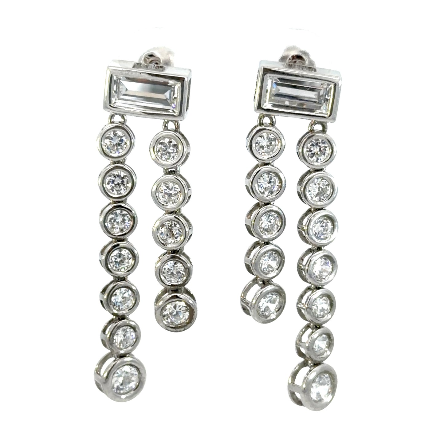 Bezel Set Double Drop Earrings