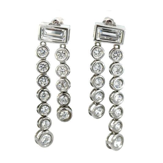 Bezel Set Double Drop Earrings