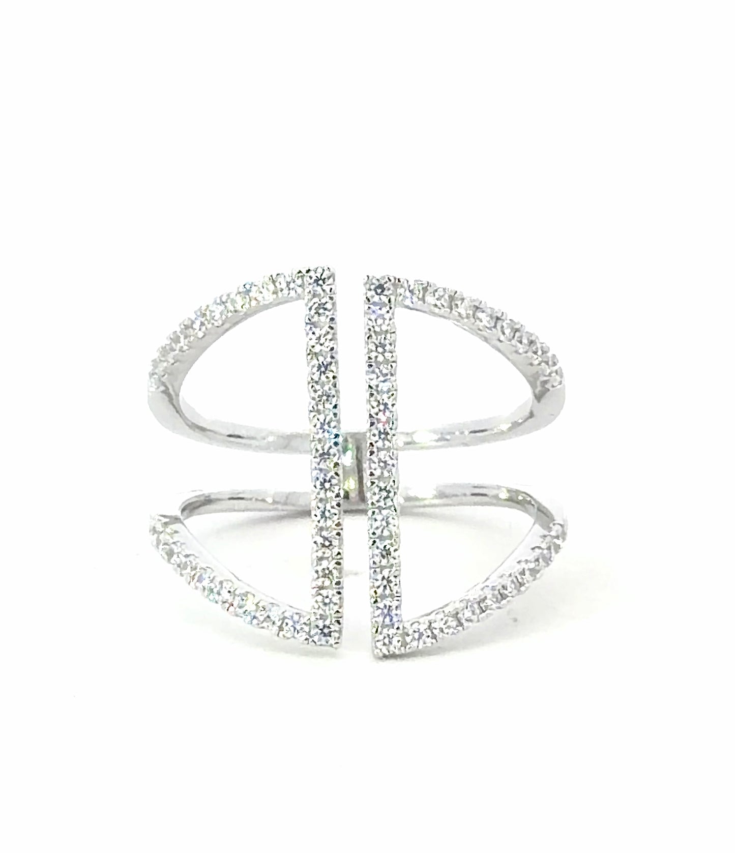 Sterling silver Cubic Zirconia Open Frame Ring