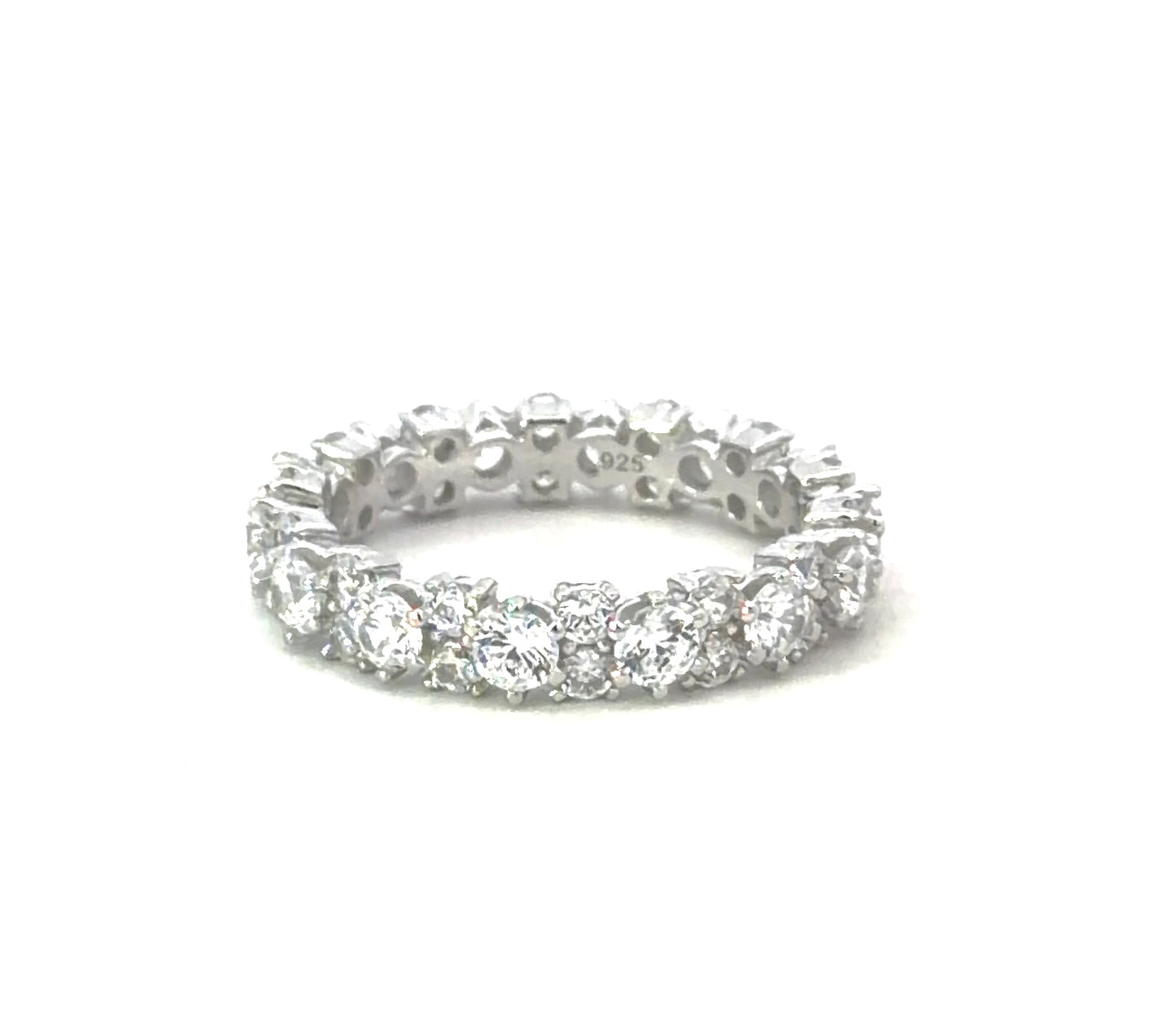 Sterling Silver Alternating round cut Eternity Ring