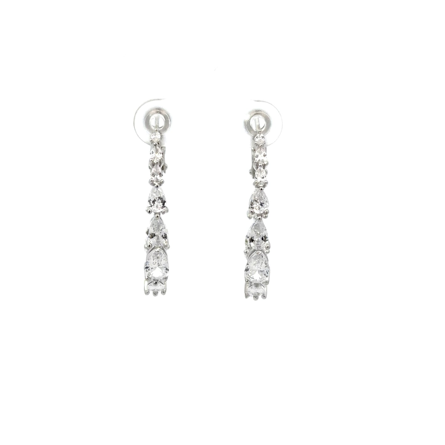 Pear Shaped Cubic Zirconia Medium  Hoop Earrings