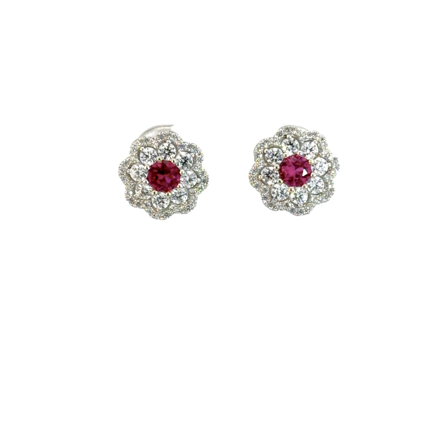Stud Floral Design Cubic Zirconia Earrings