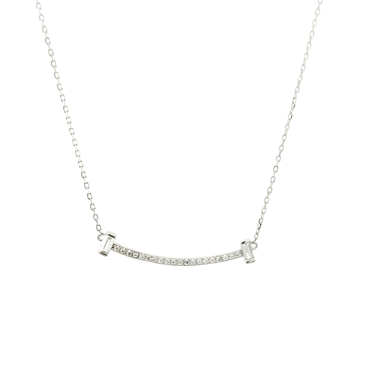 Sterling Silver Curved Bar Necklace