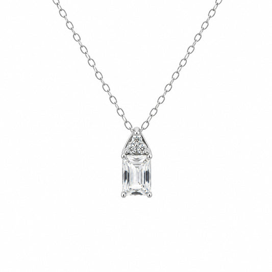 Sterling Silver Emerald cut Cubic Zirconia Necklace