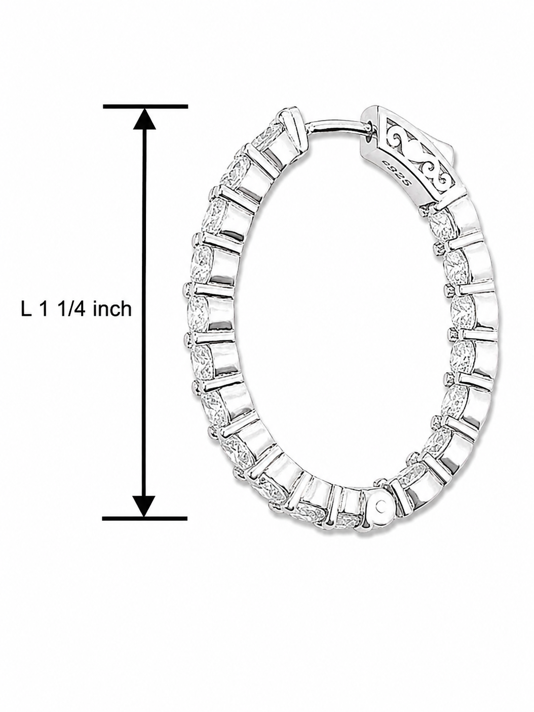 Sterling Silver 1 1/4 inch Inside-Out Hoop Earrings