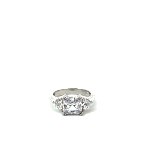 Sterling Silver Three-Stone Engagement Ring