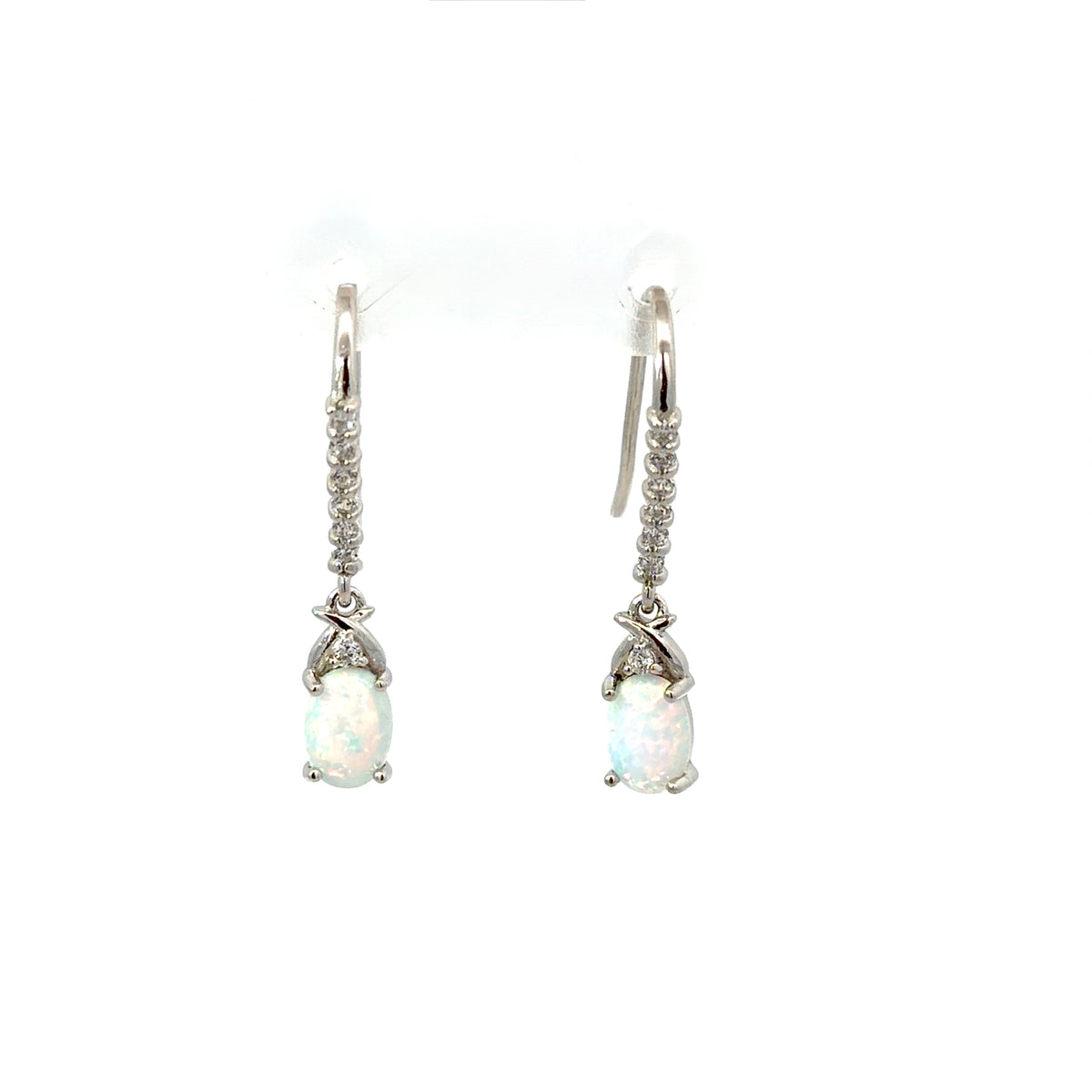 Sterling Silver French Hook Opal Earrings