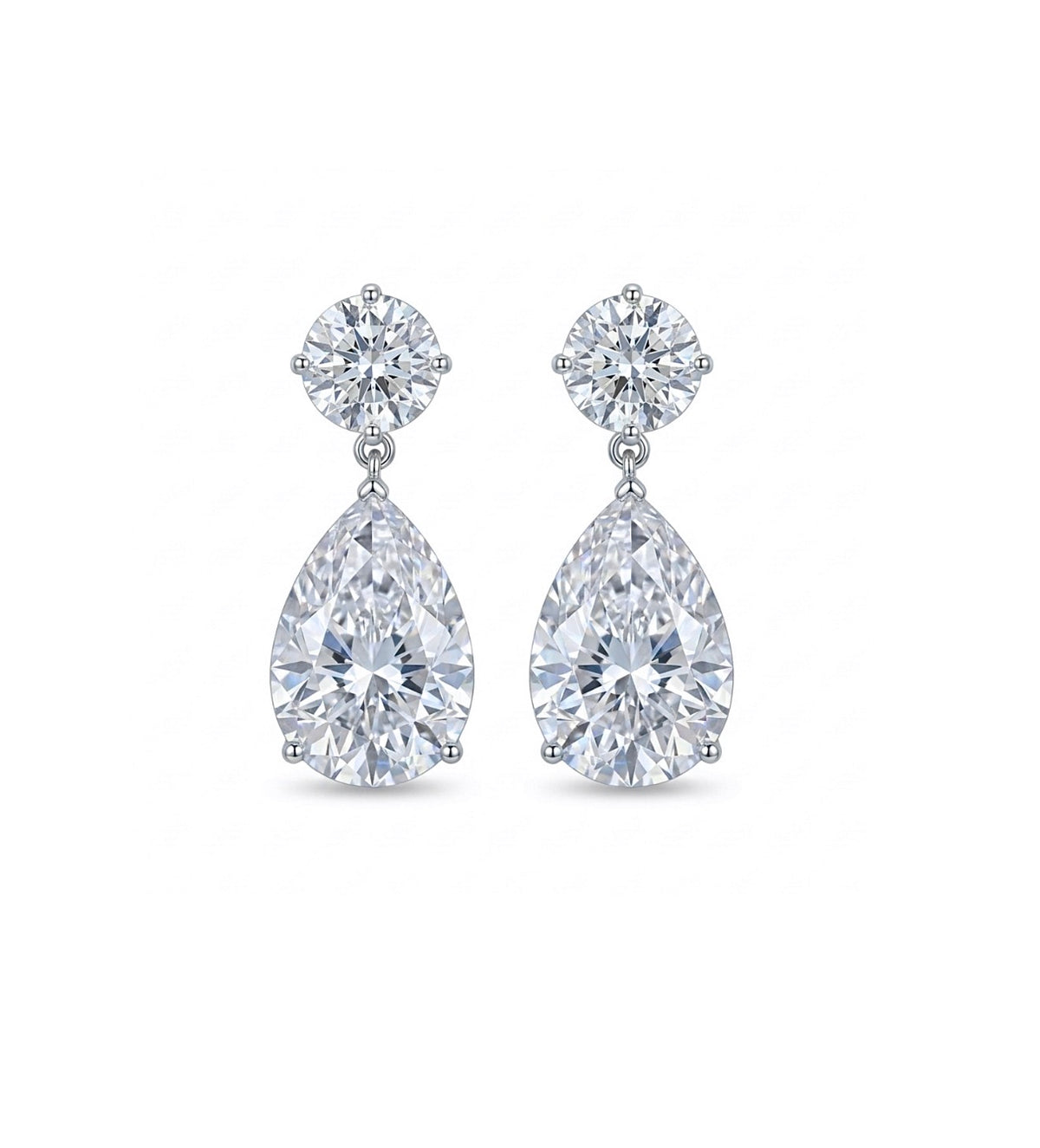 Sterling Silver Teardrop-cut Cubic Zirconia Drop Earrings