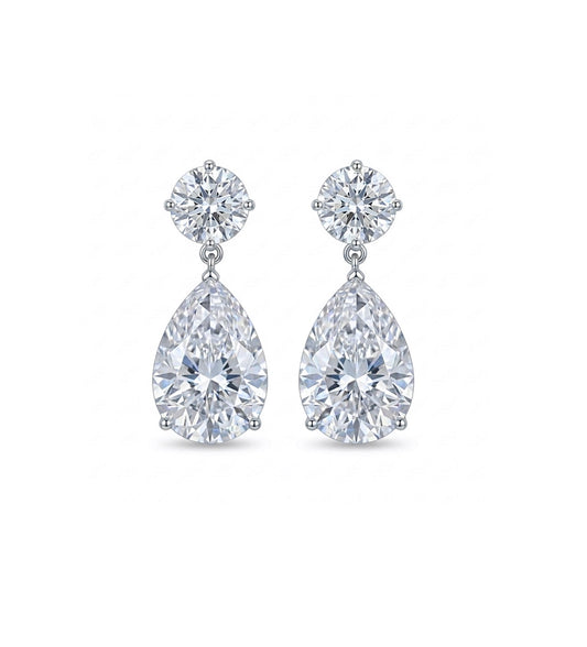 Sterling Silver Teardrop-cut Cubic Zirconia Drop Earrings