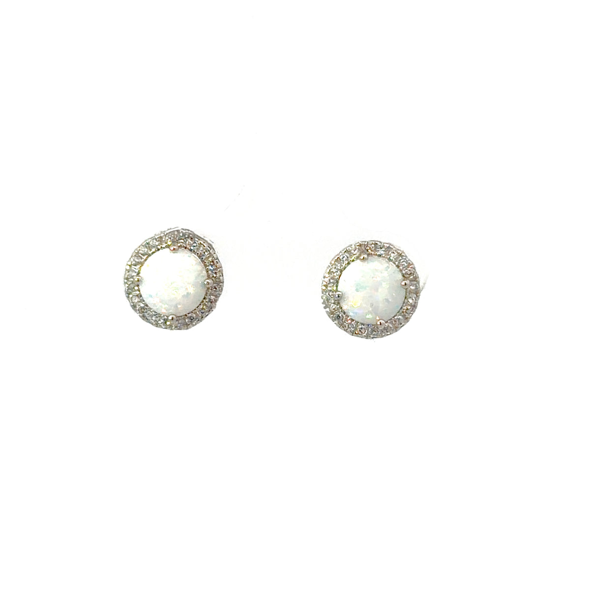 Sterling Silver Round cut Opal Earrings
