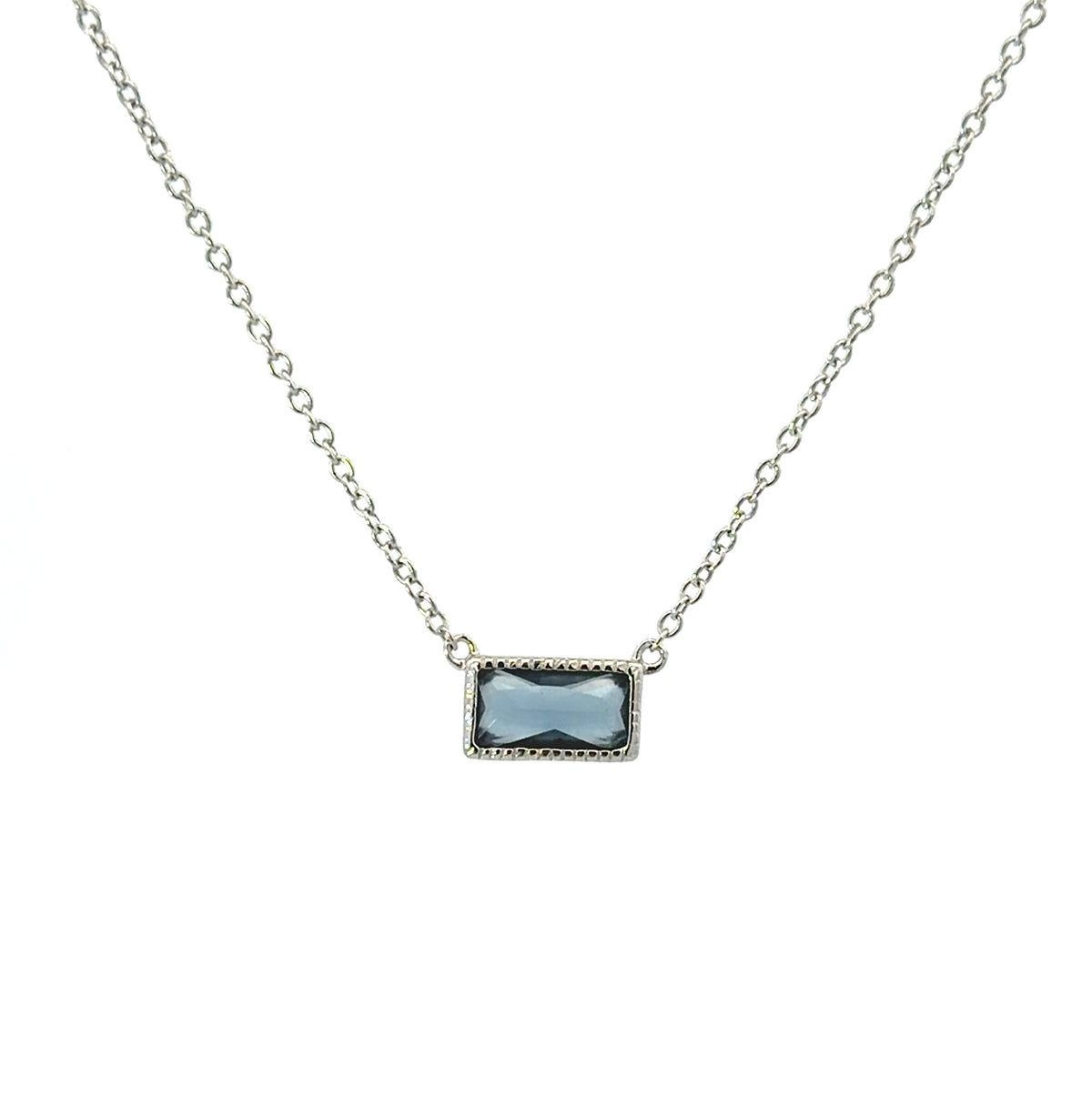 Sterling Silver East-West Blue Bar Necklace