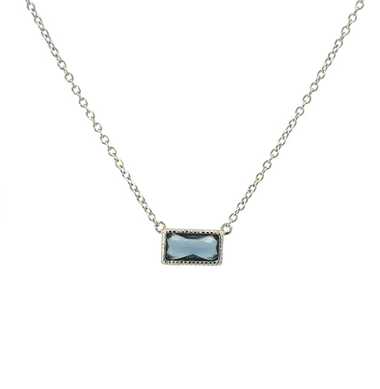 Sterling Silver East-West Blue Bar Necklace