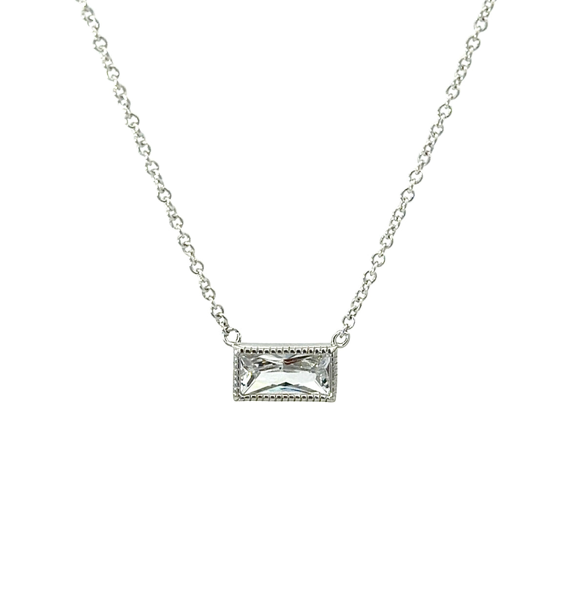 Sterling Silver Emerald Cut Necklace