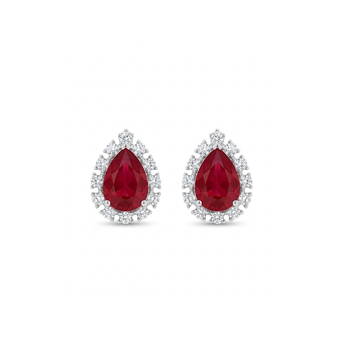Sterling Silver Teardrop Ruby Stud Earrings