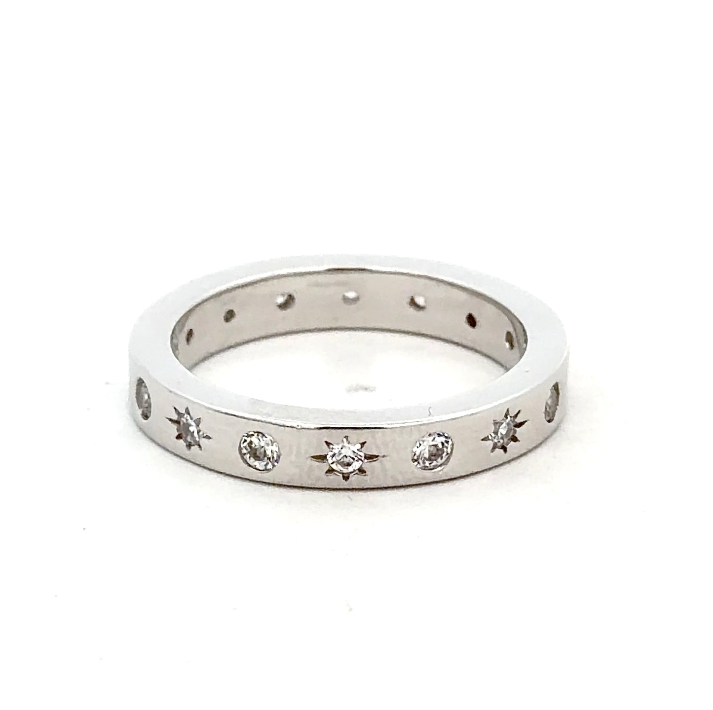 Sterling Silver Celestial- Inspired Eternity Ring