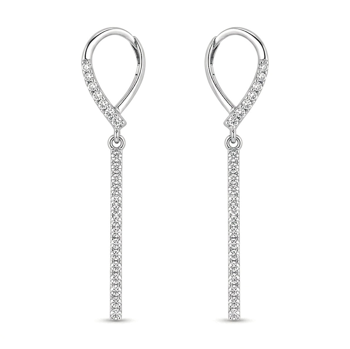 Sterling Silver Cubic Zirconia Infinity Inspired Loop Earrings