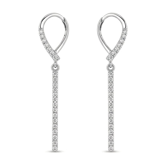 Sterling Silver Cubic Zirconia Linear Earrings