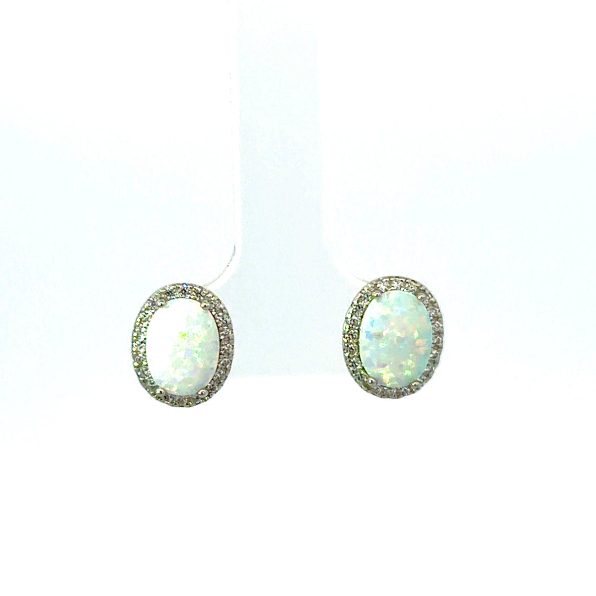 Sterling Silver Oval cut Opal Earrings