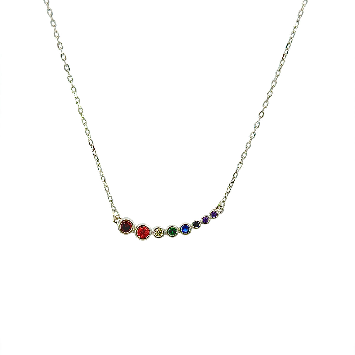 Sterling Silver Rainbow Curve Necklace
