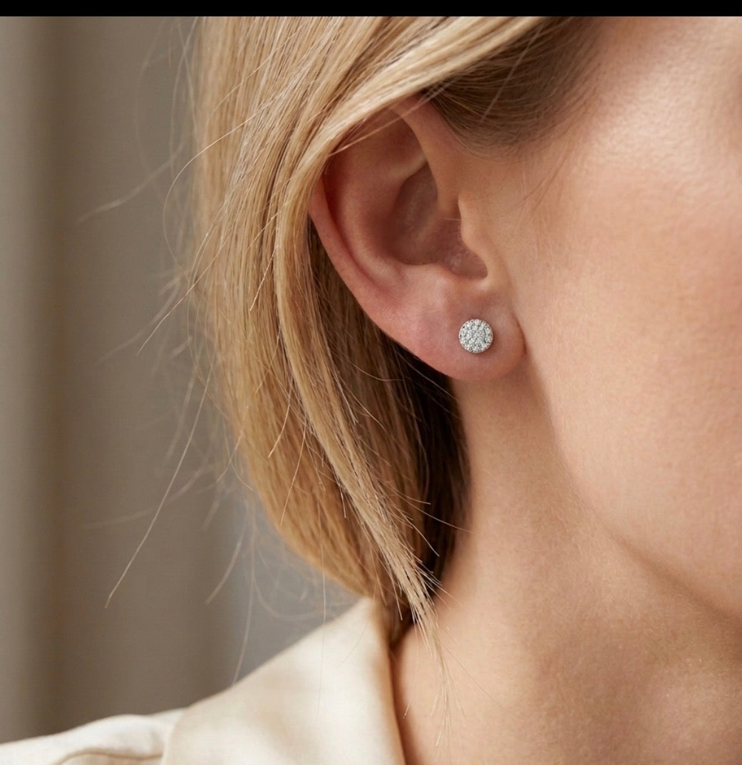 Sterling Silver Pave-set Cubic Zirconia Stud Earrings
