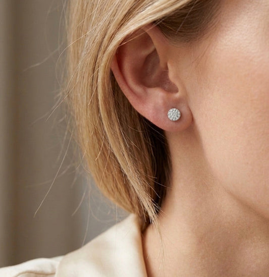 Sterling Silver Pave-set Cubic Zirconia Stud Earrings