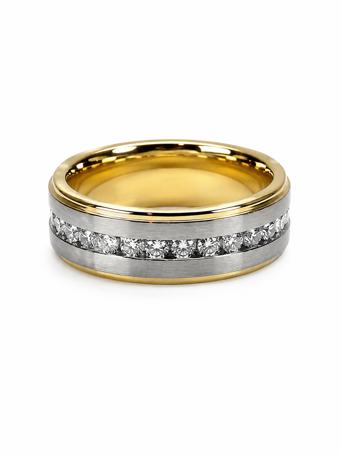Gold Plated Stainless Steel Cubic Zirconia Ring
