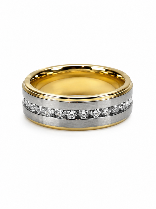 Gold Plated Stainless Steel Cubic Zirconia Ring