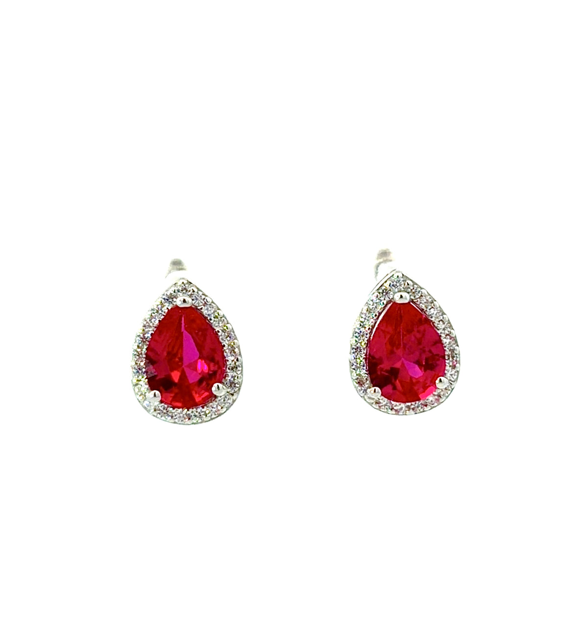 Sterling Silver Teardrop-cut Ruby Lever-back Earrings