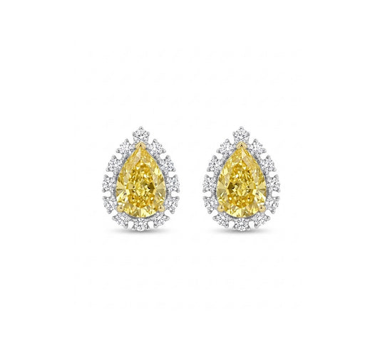 Sterling Silver Teardrop Yellow Topaz Stud Earrings