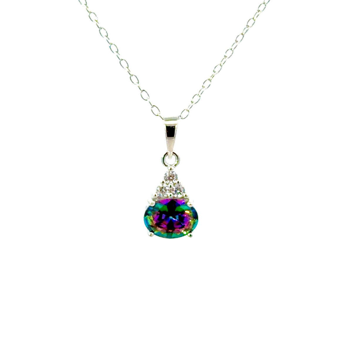 Sterling Silver Oval cut Amethyst Necklace