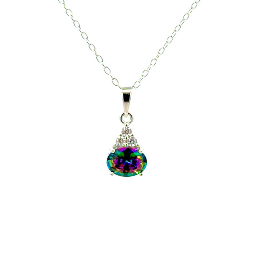 Sterling Silver Oval Alexandrite Necklace
