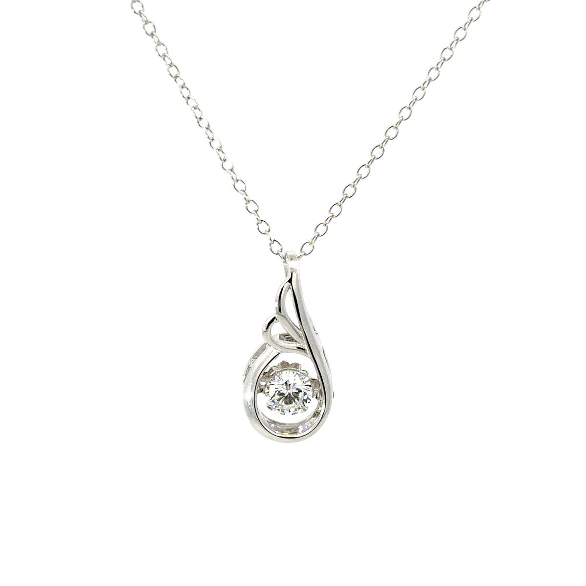 Sterling Silver Dancing Teardrop Pendant Necklace