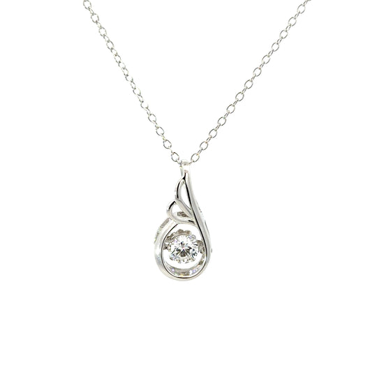 Sterling Silver Dancing Teardrop Pendant Necklace