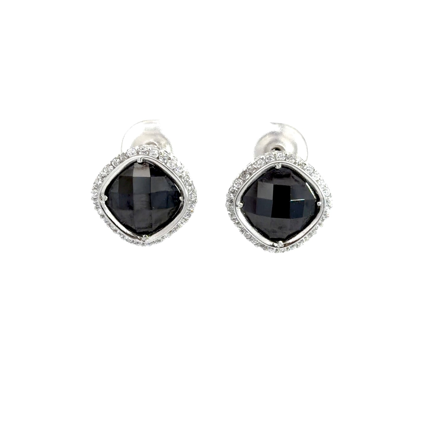 Stud Faux Black Onyx Earrings